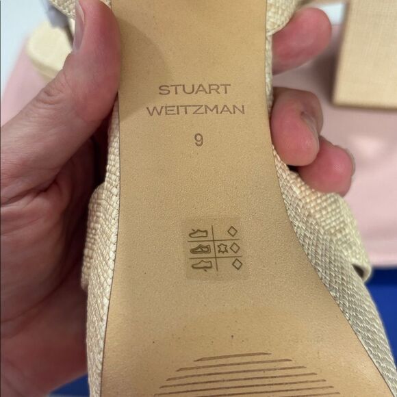 NEW Stuart Weitzman | Miami Platform Sandals Natural Evening Heels New Size 9 - Picture 7 of 11